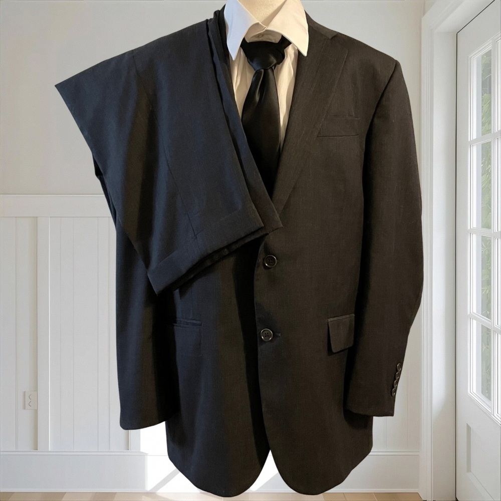 BROOKS BROTHERS 1818 MADISON CHARCOAL Trabaldo Togna Wool Suit 43R/38W USA